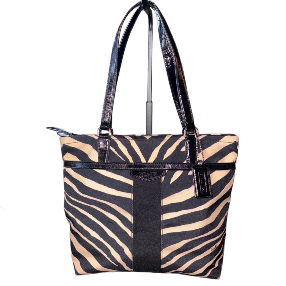 Coach Zebra Print Tote Bag 2013  - Black and Tan